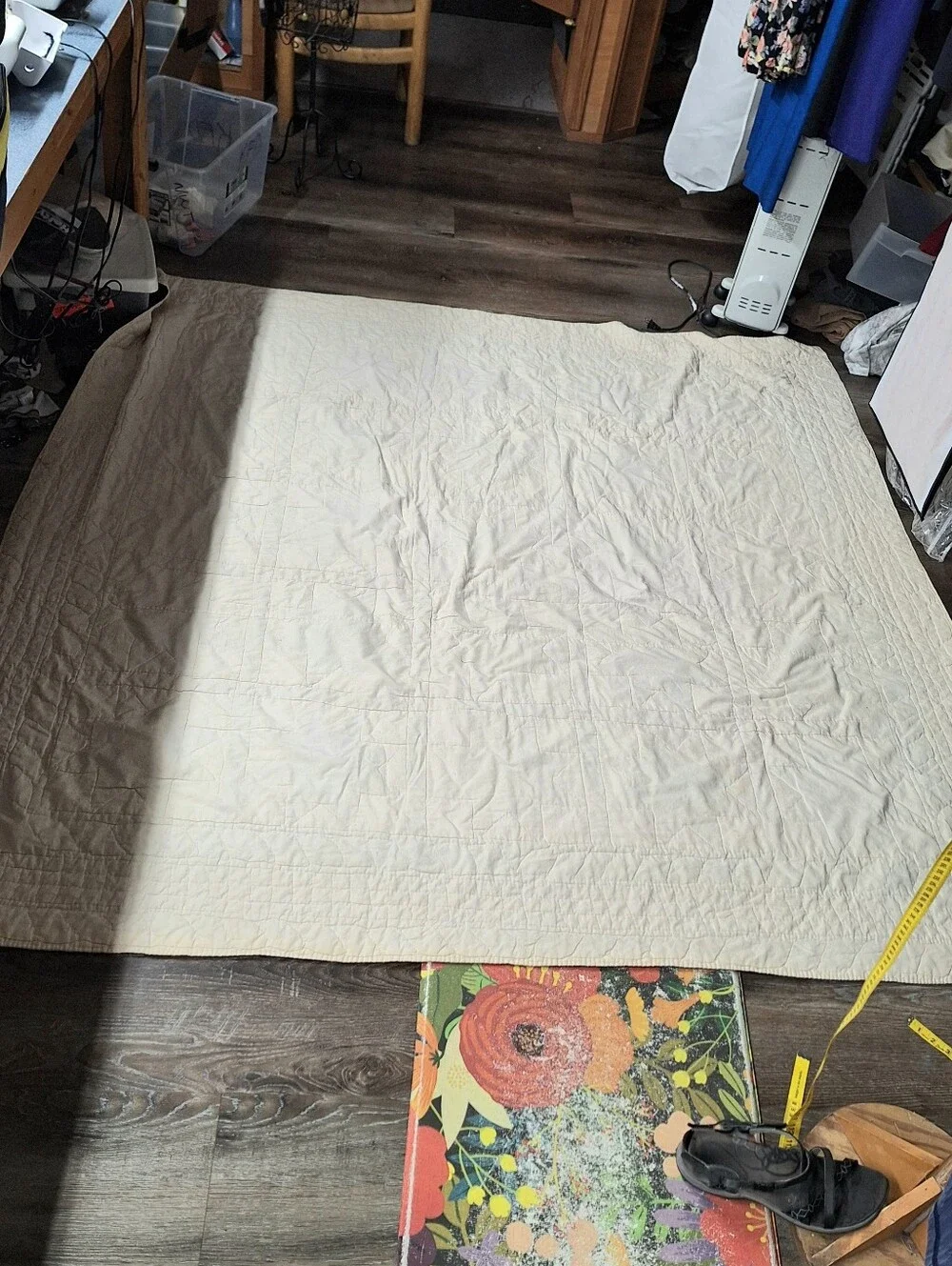 Handmade Vintage "LeMoyne Star or Blazing Star" Patriotic Quilt, 80 X 80 - Picture 7 of 13